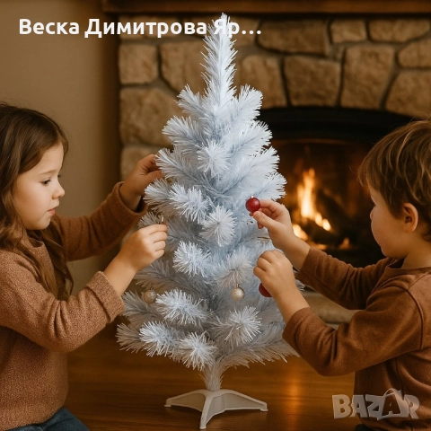 Елегантна елха в бял и син цвят 60 см – Стилна празнична декорация, снимка 5 - Декорация за дома - 52587388