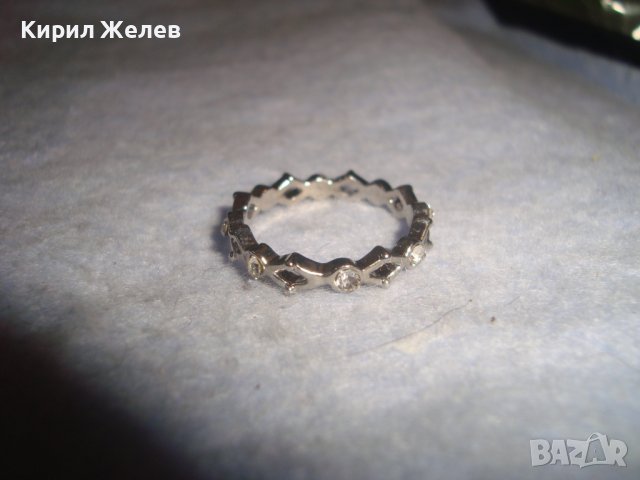 КРИСТАЛЕН АЖУРЕН КРАСИВ ФИН СРЕБРИСТ ПРЪСТЕН ТИП ХАЛКА 27664, снимка 3 - Пръстени - 37515796