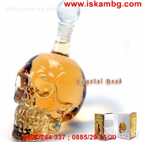 Стъклена бутилка "Череп" 500 мл и 1000 мл, снимка 5 - Чаши - 26800162