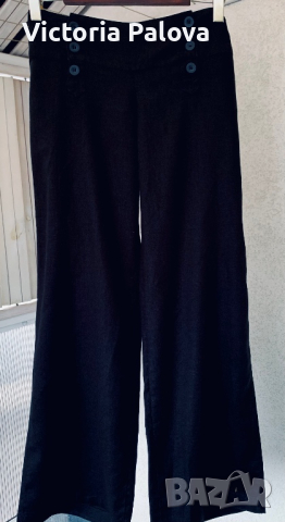 Модерен ленен панталон широк крачол, снимка 4 - Панталони - 44847228