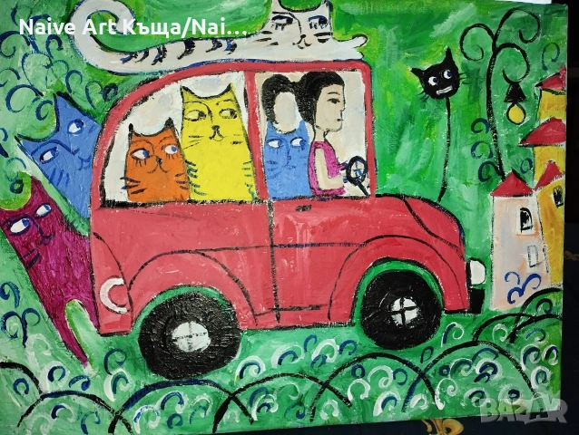 Картина платно маслени бои акрилни бои размер в. 32 / ш.42 структурна паста 