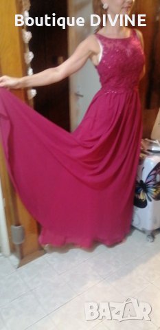 Червена дълга елегантна рокля. 38 размер. Цена по договаряне!, снимка 3 - Рокли - 43667162