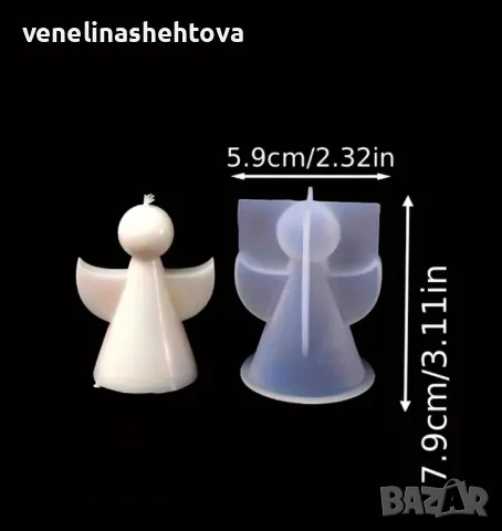 3D ангел Два размера Силиконов молд форма за свещи гипс сапун смола , снимка 3 - Форми - 48485879