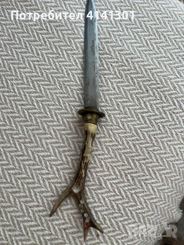 Стар, ловджийски нож с рогчета от сръндак, снимка 4 - Ножове - 50752634