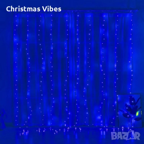 Коледни лампички с 300Led лампи 3 метра на 3 метра ,коледна завеса с дистанционно, снимка 8 - Декорация за дома - 52095220