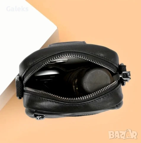 Малка, Компактна Лятно/ваканционна чантичка с презрамки (Черна естествена кожа), снимка 6 - Чанти - 51029353