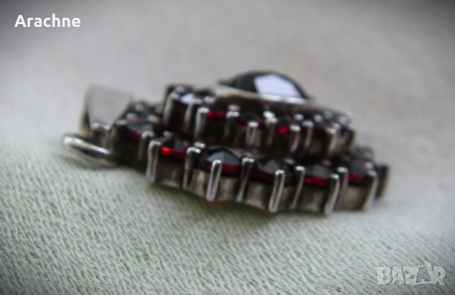 Марокански сребърен медальон с гранати, снимка 6 - Колиета, медальони, синджири - 51778962