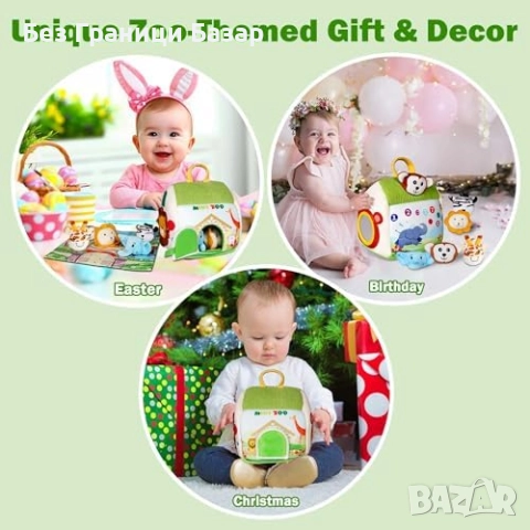 Нов Сензорен зоопарк сет за бебе с 5 плюшени животни и интерактивна къщичка, снимка 8 - Образователни игри - 51759152