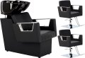 Фризьорски комплект Kora 2x хидравлични въртящи се фризьорски стола с керамична купа FJ-83010-BL ZES