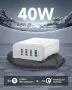 SooPii 40W USB зарядно за зареждане 4-портова USB зарядна станция с един порт QC 3.0 за множество, снимка 1