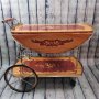 Старинна италианска количка за сервиране с интарзия, снимка 1 - Антикварни и старинни предмети - 43322689
