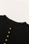 Дамска черна блуза рипс с къс ръкав, деколте с копчета и детайли с бродерия, снимка 6