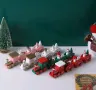 Коледен дървен пластмасов влак дървено влакче с вагони за игра и декорация украса, снимка 10