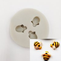 3 малки пчели пчелички пчела силиконов молд форма за декорация торта фондан шоколад, снимка 2 - Форми - 26311848