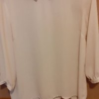 Дамска блуза кремава ,с камъчета по яката , снимка 2 - Ризи - 32478504
