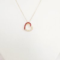 Колие Red&White Heart с кристали 525, снимка 4 - Колиета, медальони, синджири - 43747289
