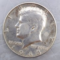 Сребърна монета 50 цента 1968  САЩ , снимка 1 - Нумизматика и бонистика - 33338721