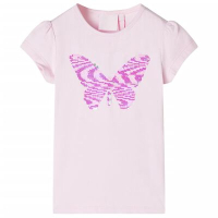 Детска тениска с ръкави капаче, меко розово, 128（SKU:10832, снимка 1 - Детски тениски и потници - 44871719