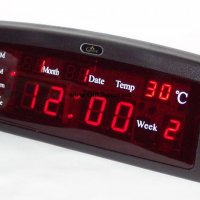 Дигитален LED настолен часовник с аларма и температура, снимка 1 - Друга електроника - 36831005