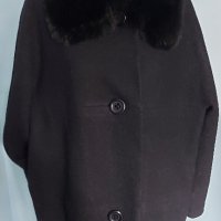 Винтидж палто от естествени материали / яка от черна лисица и вълна , снимка 3 - Палта, манта - 43800343