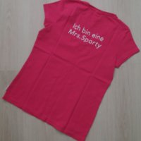 Еластична тениска в наситено розово и с надпис и на гърба , снимка 2 - Тениски - 28423178