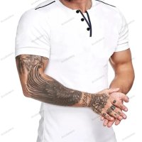 Мъжка ежедневна тениска с V-образно деколте и къс ръкав, 8цвята - 023, снимка 3 - Тениски - 40315031