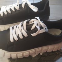 39н Нови черни кожени кецове спортни обувки , снимка 3 - Кецове - 43069159