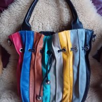 Уникална италианска цветна чанта от естествена кожа , снимка 9 - Чанти - 43928063