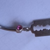 Сребърен пиърсинг с розов камък, снимка 1 - Обеци - 43374687