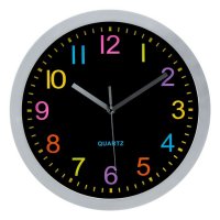 Стенен часовник на батерия сребрист цвят 30 см, снимка 2 - Стенни часовници - 38575049