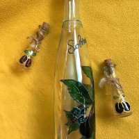 бутилка от френска ракия Schnaps и две юзчета ръчно рисувани сливи, снимка 6 - Декорация за дома - 37435518