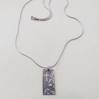 Сребърно синджирче със старина плочка кръст със цветя - Символът на възкресението на Христос - за да, снимка 3 - Колиета, медальони, синджири - 40692742