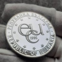 Възпоменателна сребърна монета 1000 лева, 1995 Астрономическа обсерватория на връх Рожен, снимка 2 - Нумизматика и бонистика - 43448635