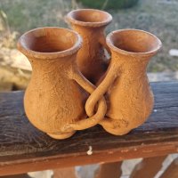 Тройна керамична  ваза СКАЧЕНИ СЪДОВЕ здрави ръбове, снимка 2 - Декорация за дома - 43571839