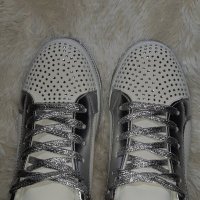 Спортни обувки на висока подметка с камъчета в бяло, снимка 3 - Маратонки - 26659050