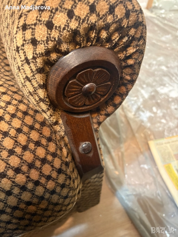 Ретро диван 4 места + фотьойл и табуретка, снимка 1