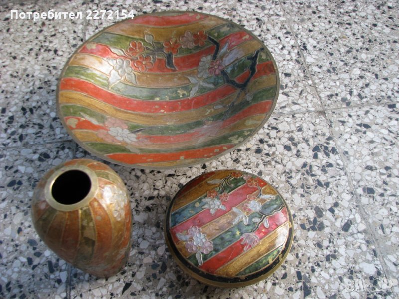 Бронз фруктиера кутия и ваза, снимка 1