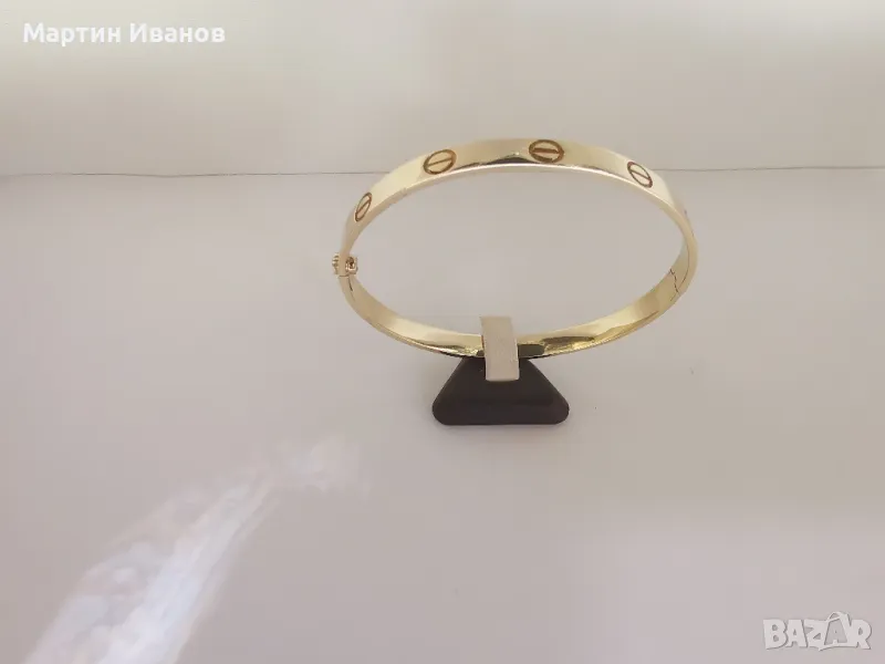 Златна гривна плътна елипса , снимка 1