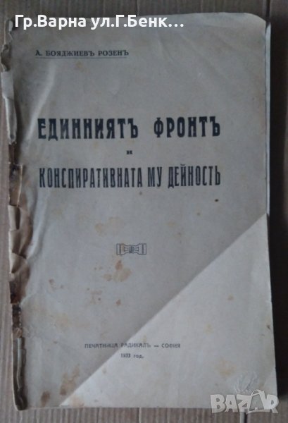 Единният фронт и конспиративната му дейност  А.Бояджиев Розен 1933г, снимка 1