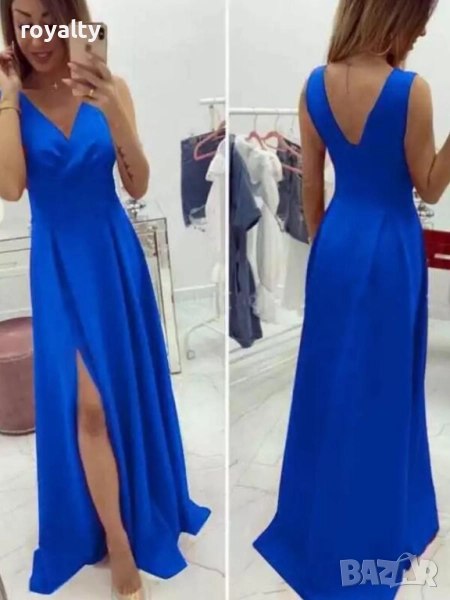 Синя дълга официална рокля, снимка 1