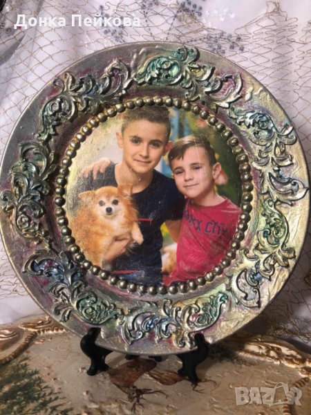 Декорирана чиния с ваша снимка - подарък за сватба, рожден ден, юбилей, кръстници, снимка 1
