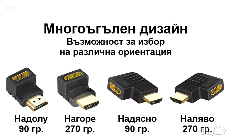 HDMI адаптери 90/270 градуса, снимка 1