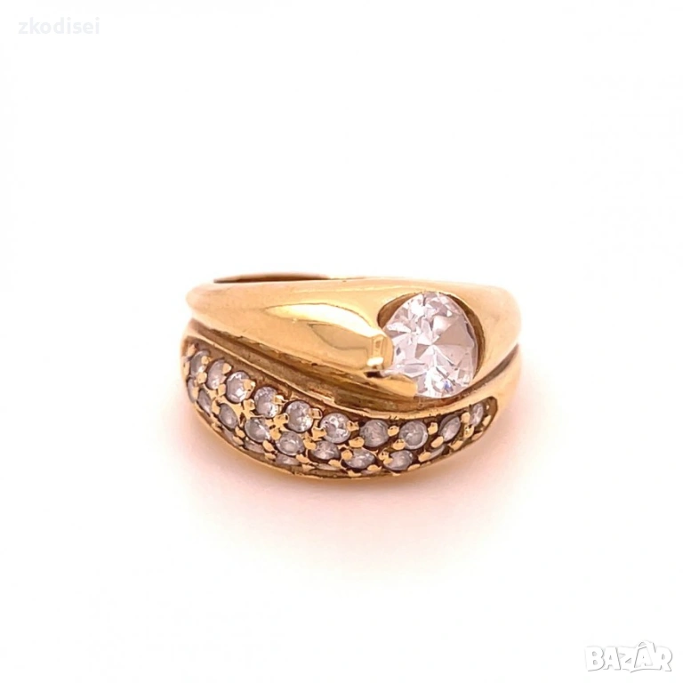 Златен дамски пръстен 6,80гр. размер:54 14кр. проба:585 модел:4923-1, снимка 1