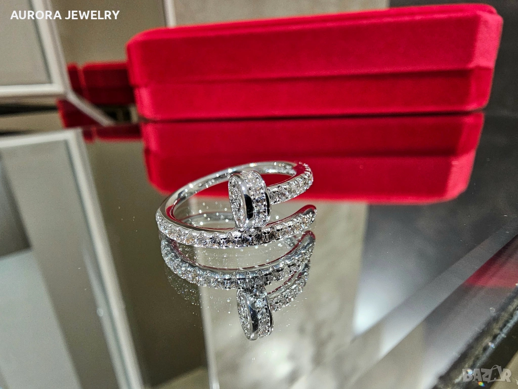CARTIER Nail Juste un Clou Silver Small Paved Diamonds Пръстен Пирон, снимка 1