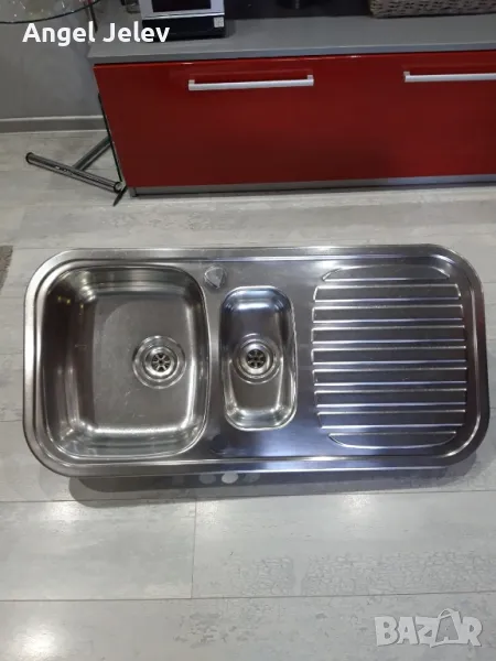 двойна емаилирана мивка със сифон, снимка 1