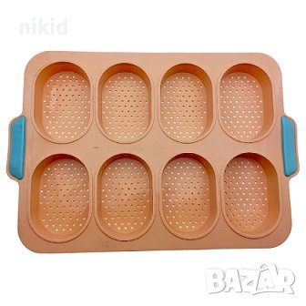 Форма за печене на 8 питки хлебчета бургери силиконова перфорирана , снимка 1