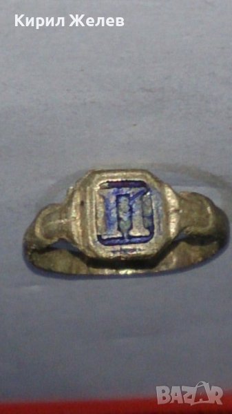 СТАРИНЕН САЧАНЕН ПРЪСТЕН с МОНОГРАМ БУКВА - П - МАЙСТОРСКА РЪЧНА ИЗРАБОТКА САЧАН  73511, снимка 1