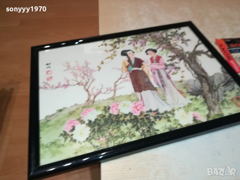 JAPAN-ЯПОНСКА КАРТИНА С РАМКА И СТЪКЛО 0210250836, снимка 1