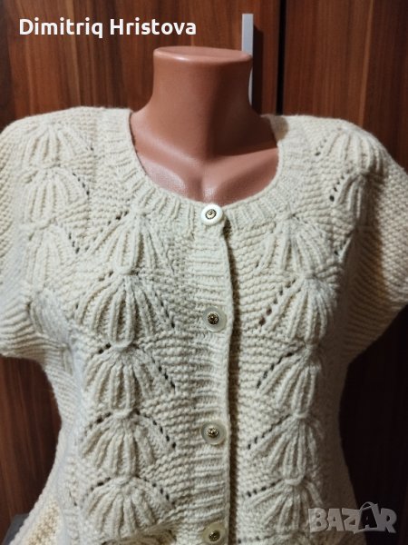 Нов, плетен Бял  елек , снимка 1