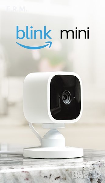 Blink Mini – Компактна вътрешна интелигентна камера за сигурност, 1080p HD видео, нощно виждане, снимка 1